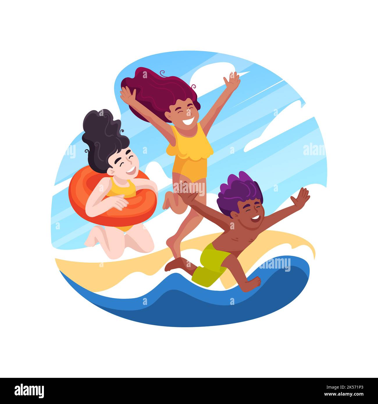 Wave jumping isolated cartoon vector illustration Stock Vector Image ...