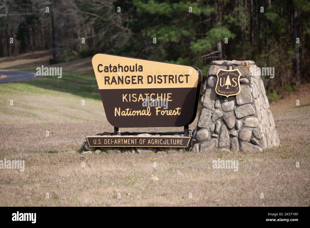 CATAHOULA RANGER DISTRICT SIGN, HEADQUARTERS, KISATCHIE NATIONAL FOREST