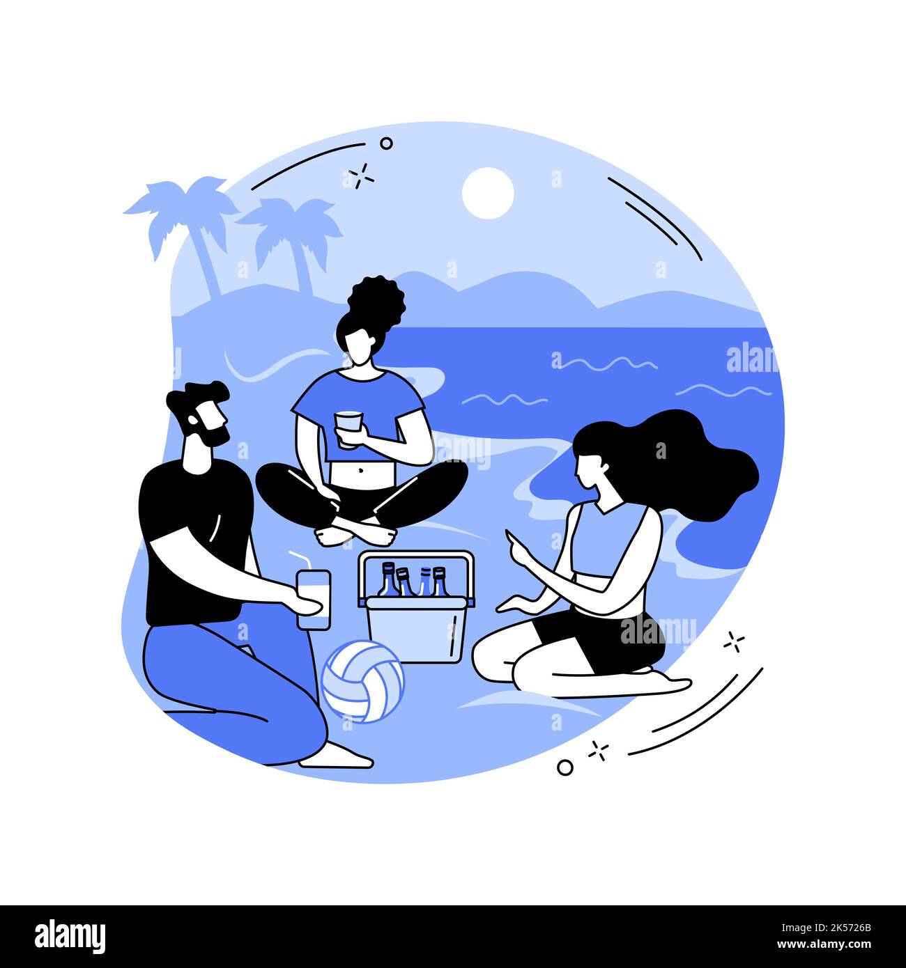 Beach picnic isolated cartoon vector illustrations. Stock Vector