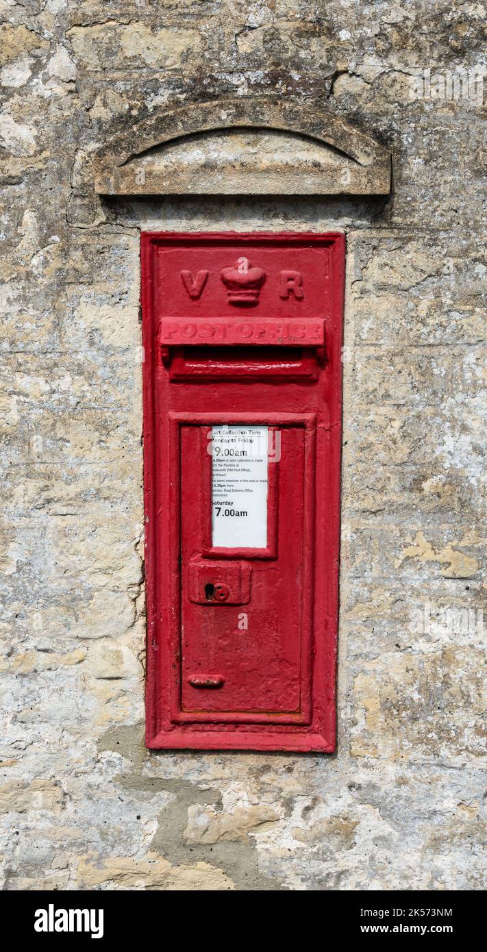A Victorian post box in the Cotswolds, Gloucestershire, England, United Kingdom Stock Photo