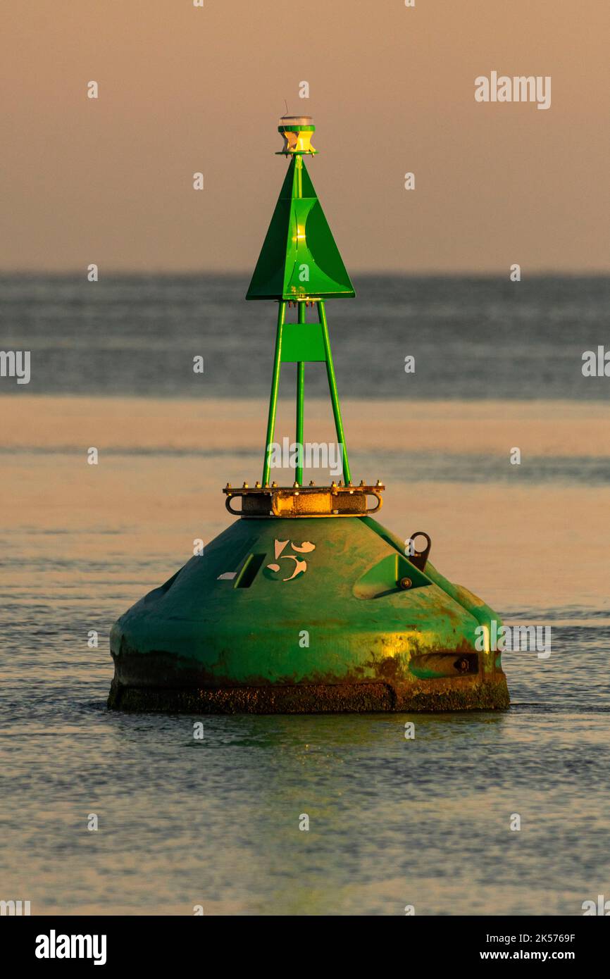 France, Somme, Baie de Somme, Le Hourdel, buoy (beacon) defining the 