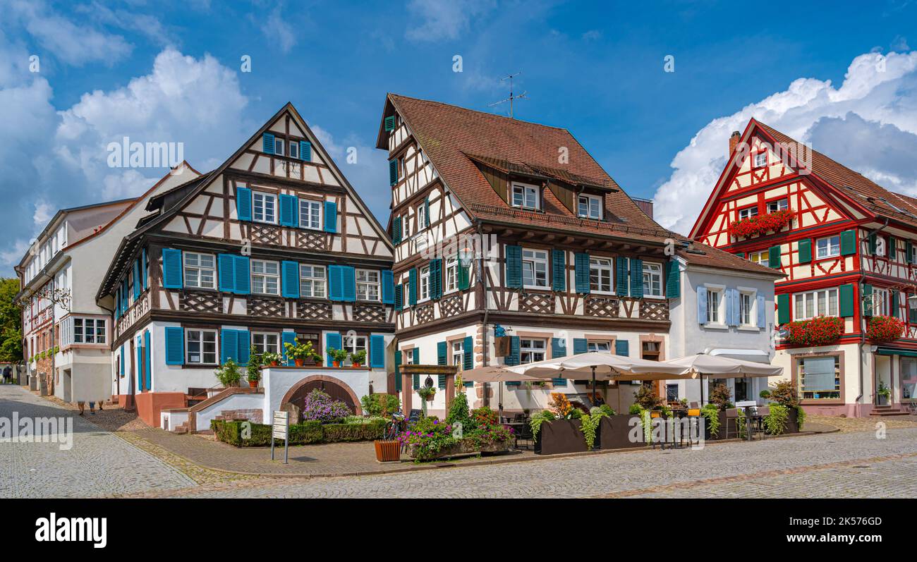 Half-timbered houses in the historic centre of Gengenbach, Kinzig Valley, Ortenau. Baden Wuerttemberg, Germany, Europe Stock Photo