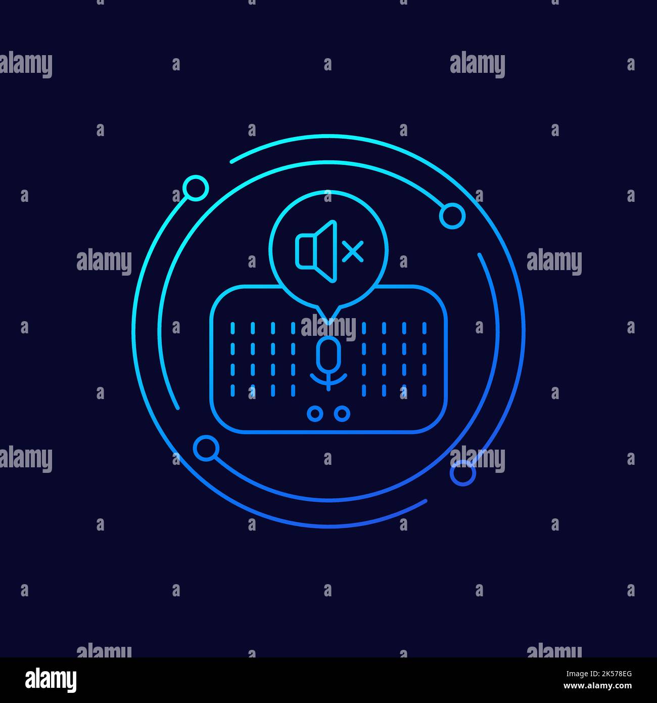Smart speaker, sound off line vector icon Stock Vector