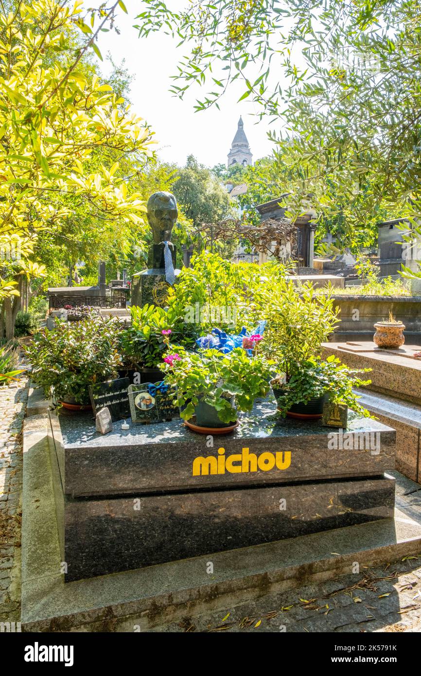 France, Paris, Montmartre district, Saint-Vincent cemetery, grave of Michou Stock Photo