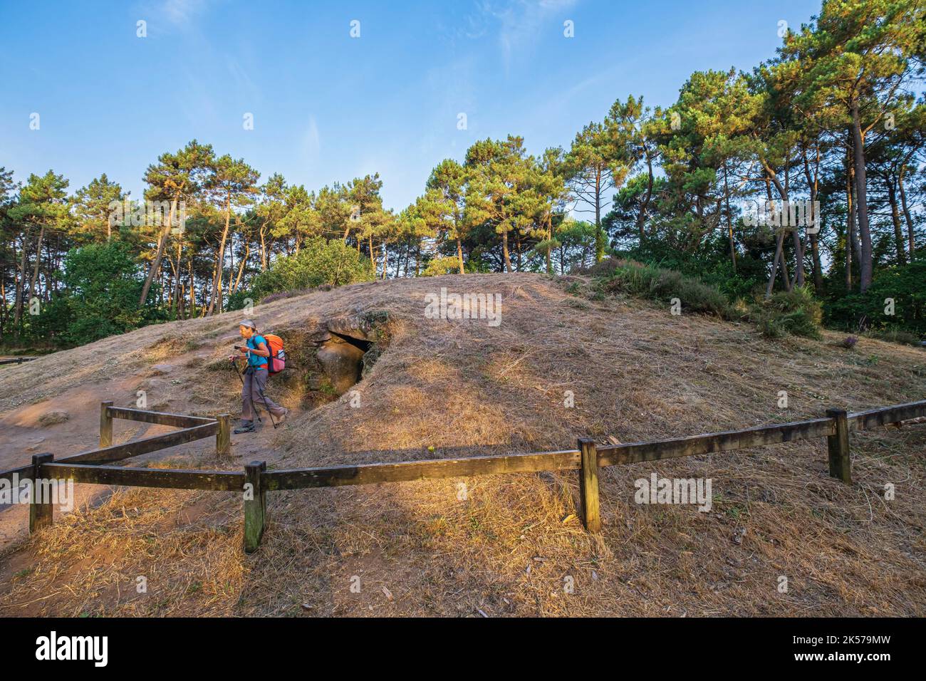 France, Morbihan, Le Bono, tumulus of Kernours, hike on the coastal ...
