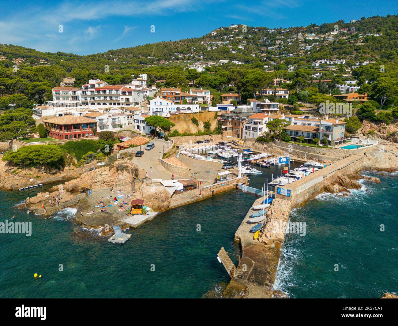 Spain, Catalonia, Costa Brava, Begur, port of Fornells (aerial view Stock  Photo - Alamy