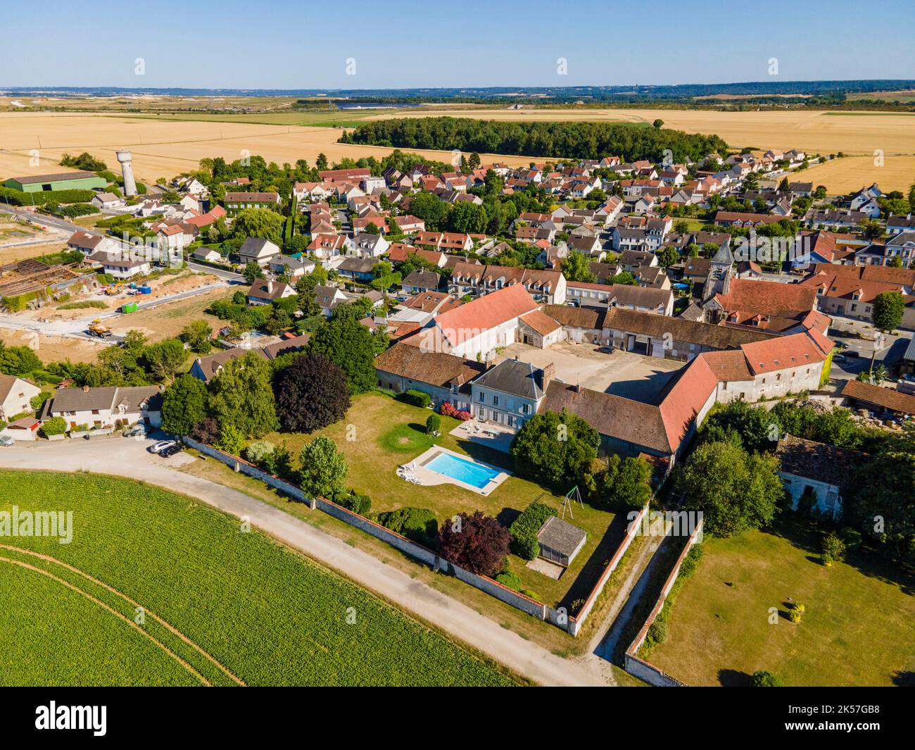 Aerial view village pool hi-res stock photography and images - Alamy