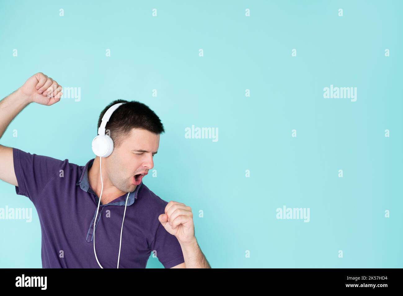 great sound excited man stereo technology happy Stock Photo Alamy