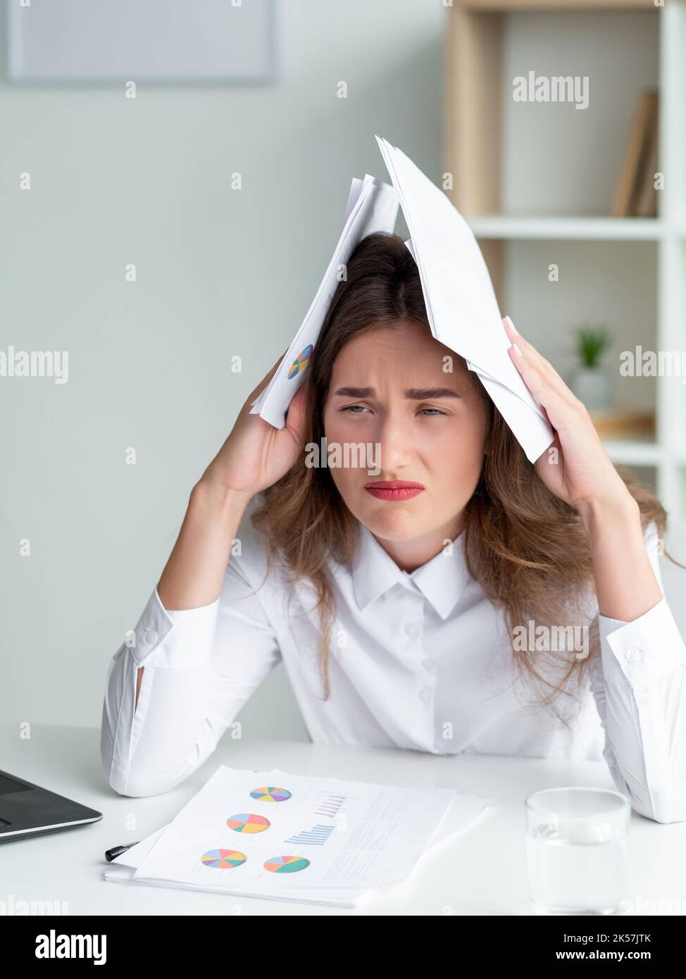 work problem desperate woman depressed feelings Stock Photo