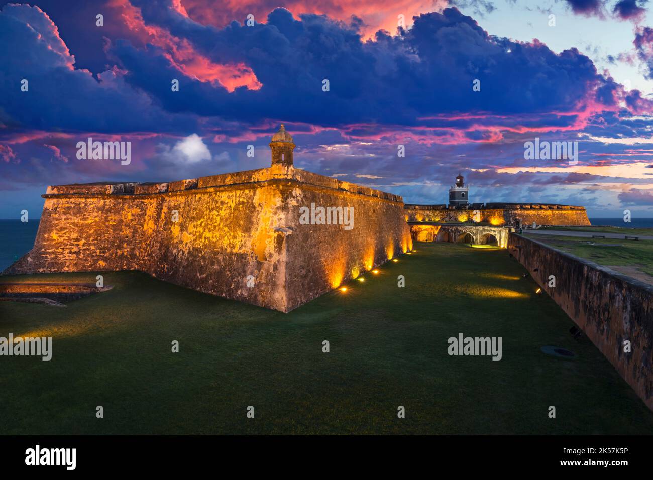 Inner Puerto Rico INNER DRY MOAT BATTLEMENTS CASTILLO SAN FELIPE DEL MORRO OLD CITY SAN ...