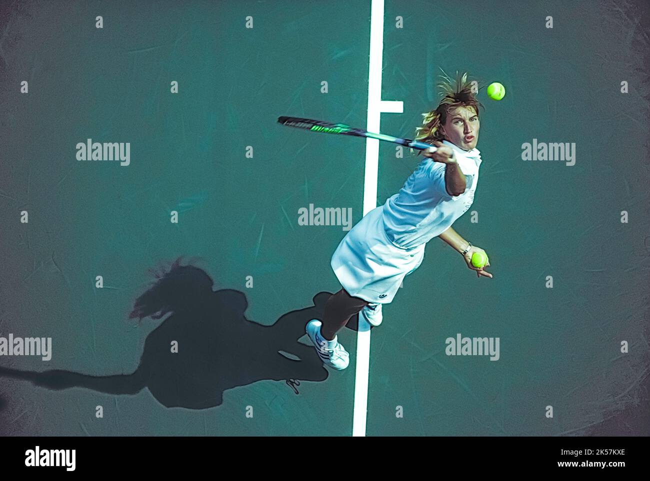 Steffi Graf GER) competing at the 1990 US Open Tennis Stock Photo Alamy