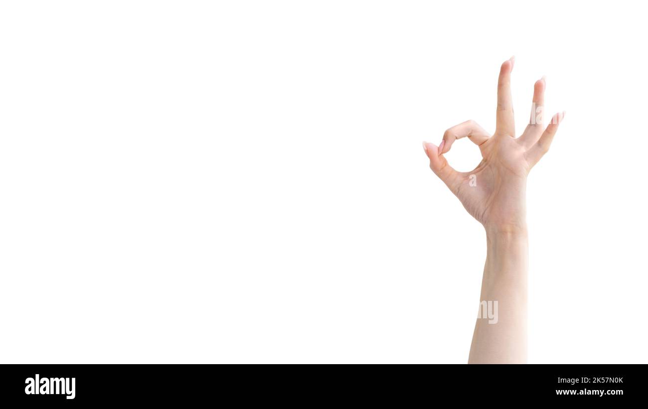 okay gesture perfect choice hand ok yes on white Stock Photo