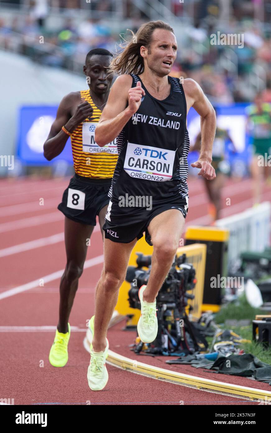 Hamish Carson of New Zealand competing in the men’s 5000m heats at the World Athletics Championships, Hayward Field, Eugene, Oregon USA on the 21st Ju Stock Photo