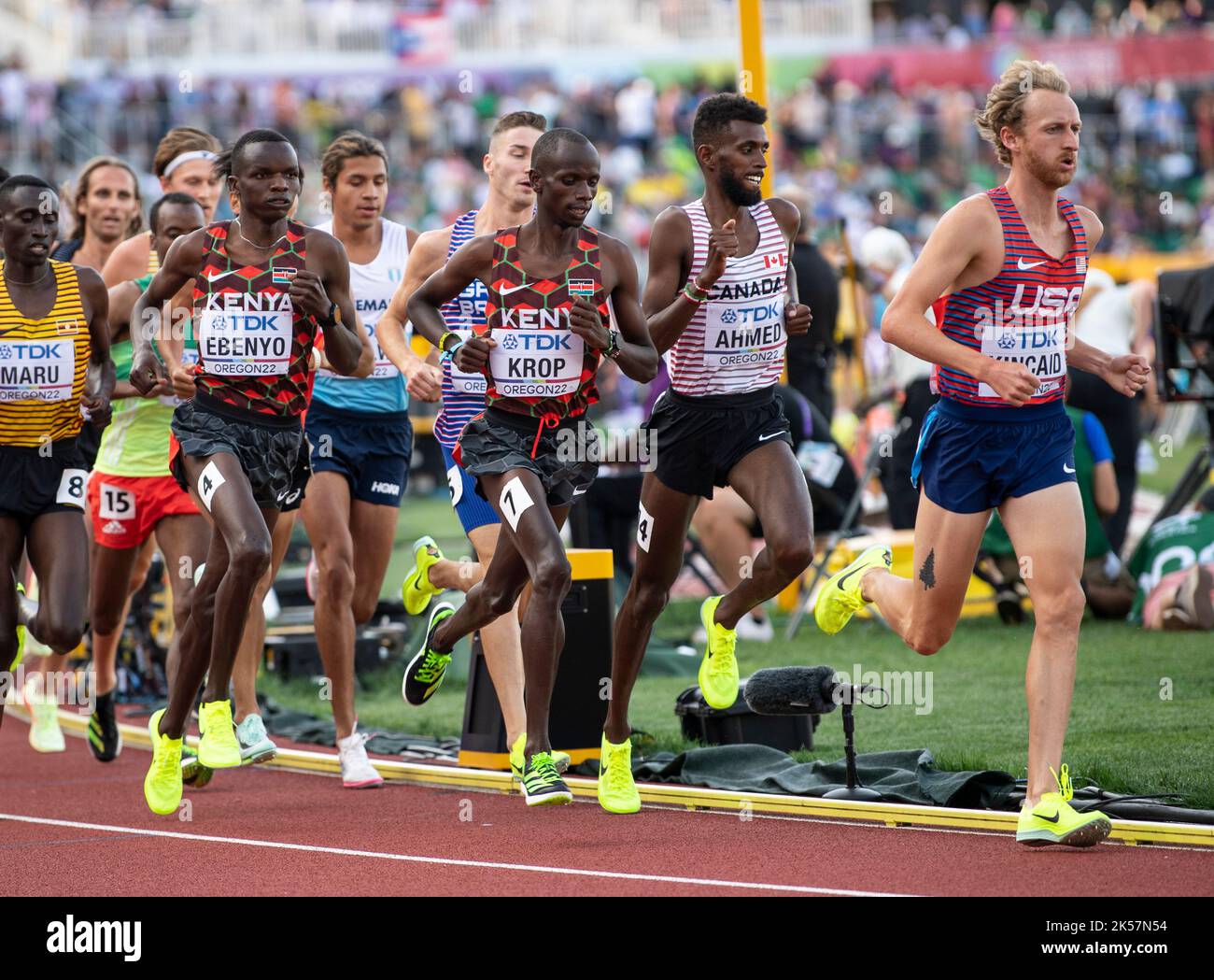 Jacob Krop of Kenya competing in the men’s 5000m heats at the World Athletics Championships, Hayward Field, Eugene, Oregon USA on the 21st July 2022. Stock Photo