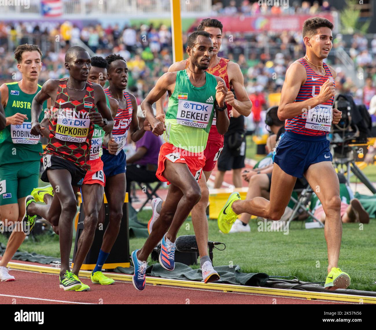 Grant Fisher of the USA competing in the men’s 5000m heats at the World Athletics Championships, Hayward Field, Eugene, Oregon USA on the 21st July 20 Stock Photo