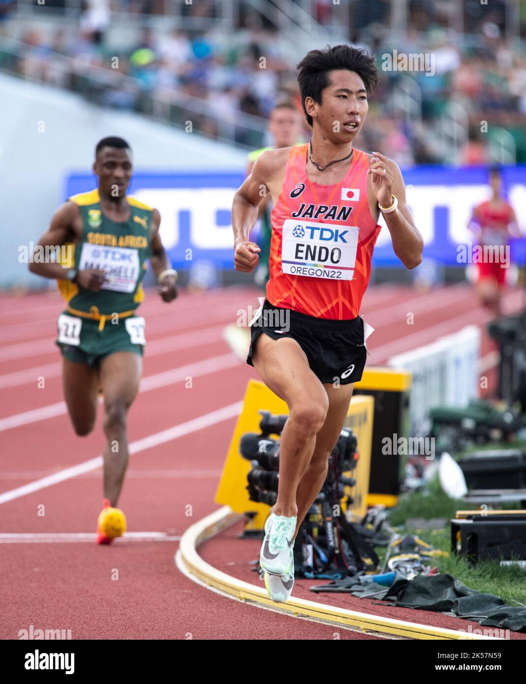 Hyuga Eendo of Japan competing in the men’s 5000m heats at the World Athletics Championships, Hayward Field, Eugene, Oregon USA on the 21st July 2022. Stock Photo