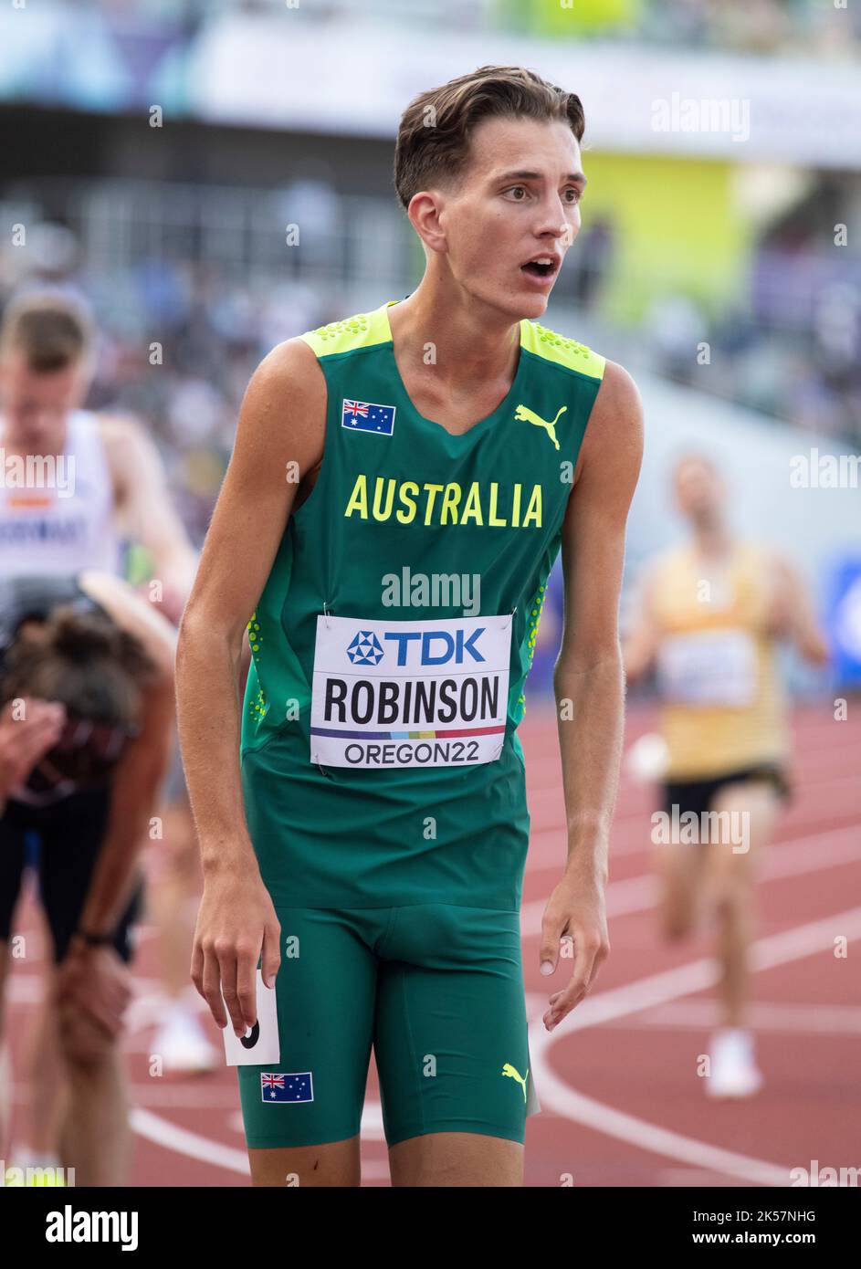 Ky Robinson of Australia competing in the men’s 5000m heats at the World Athletics Championships, Hayward Field, Eugene, Oregon USA on the 21st July 2 Stock Photo