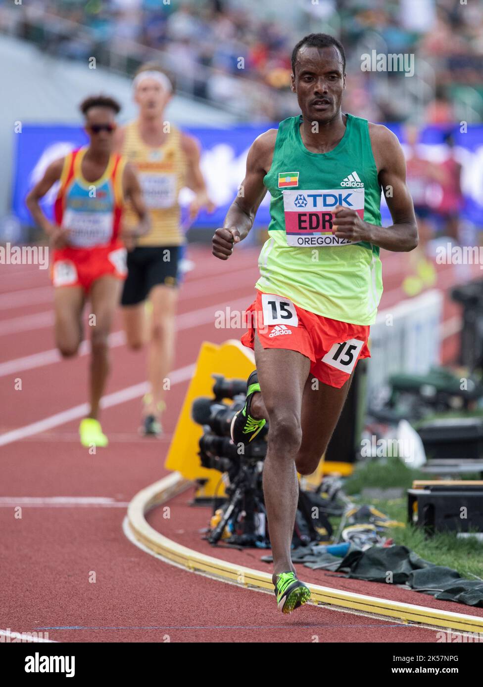 Muktar Edris of Ehiopia competing in the men’s 5000m heats at the World Athletics Championships, Hayward Field, Eugene, Oregon USA on the 21st July 20 Stock Photo