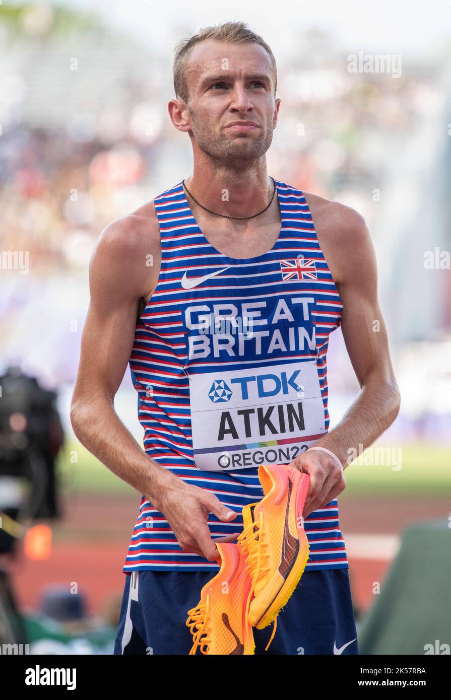 Sam Atkin of GB&NI competing in the men’s 5000m heats at the World Athletics Championships, Hayward Field, Eugene, Oregon USA on the 21st July 2022. P Stock Photo
