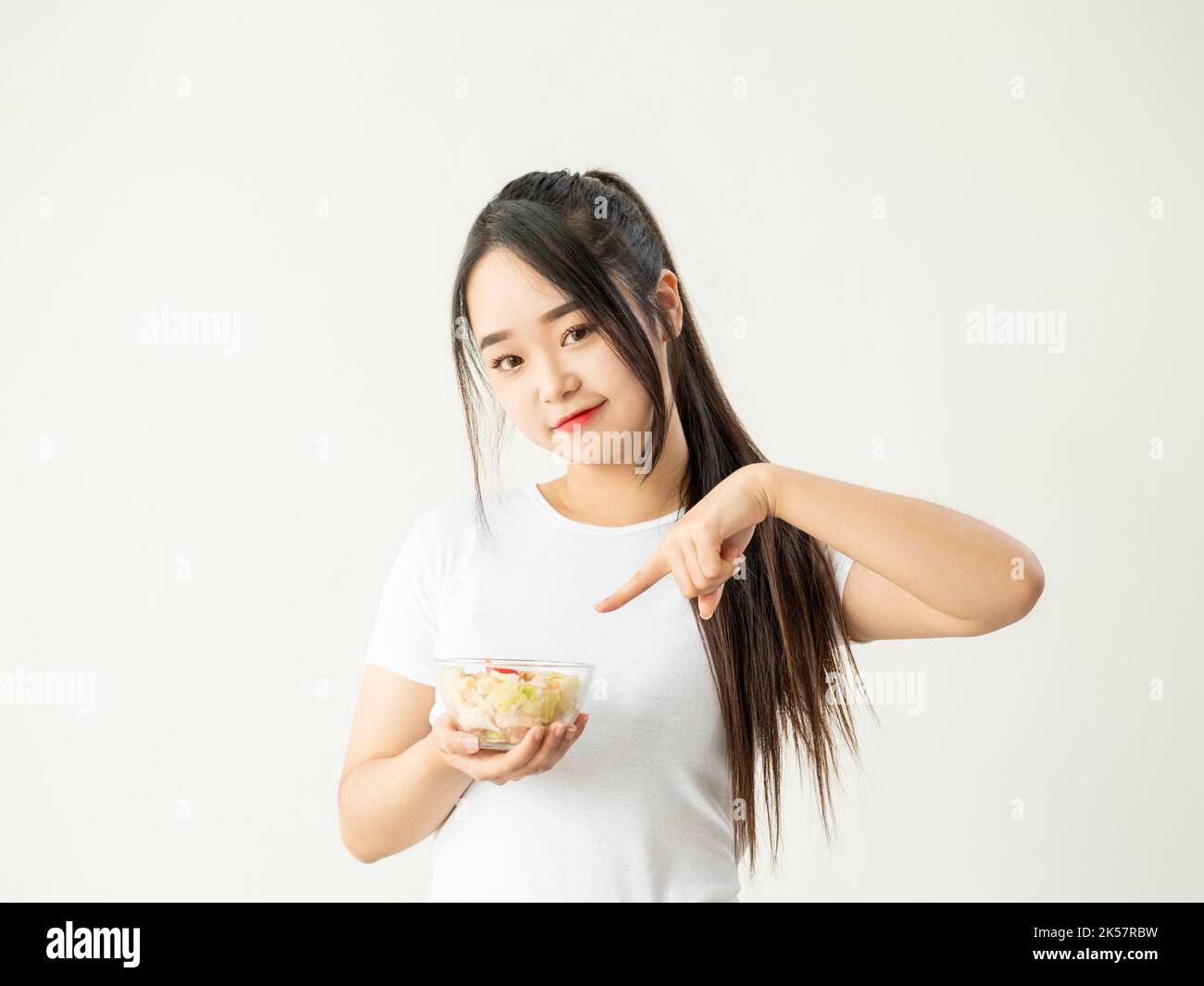 dieting woman vegetarian lifestyle food salad bowl Stock Photo