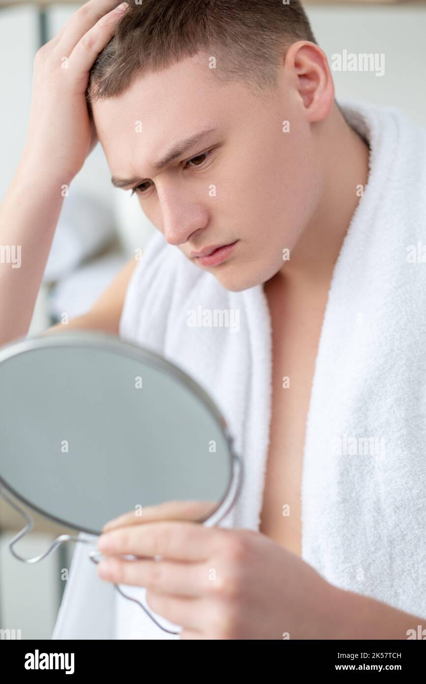 hair care male baldness eczema hairline shower Stock Photo Alamy
