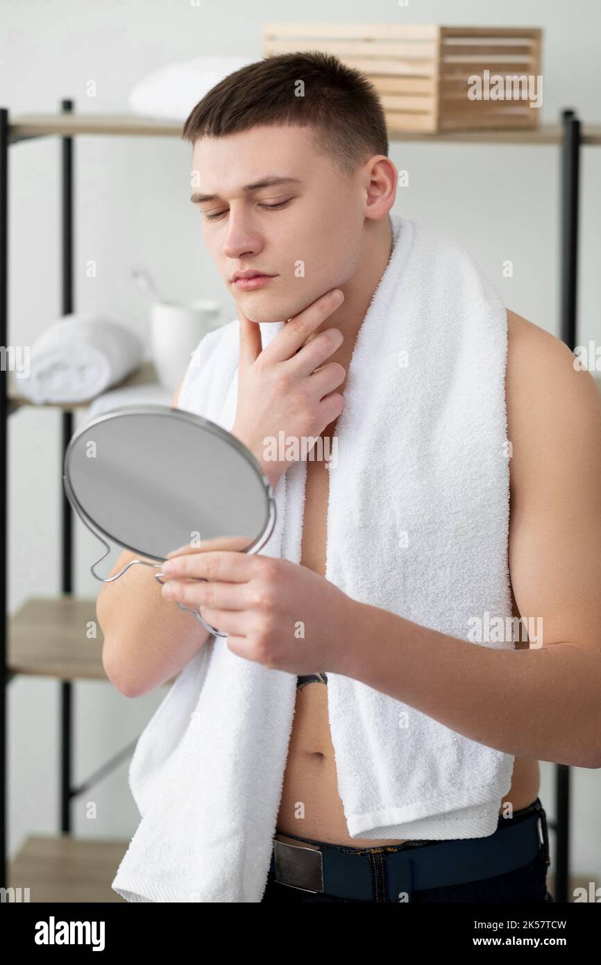aftershave care daily routine man perfect face Stock Photo