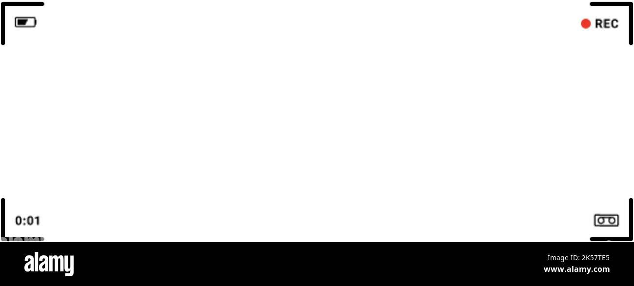 21x9 ultrawide camera video frame. Camcorder ui overlay. Videocamera