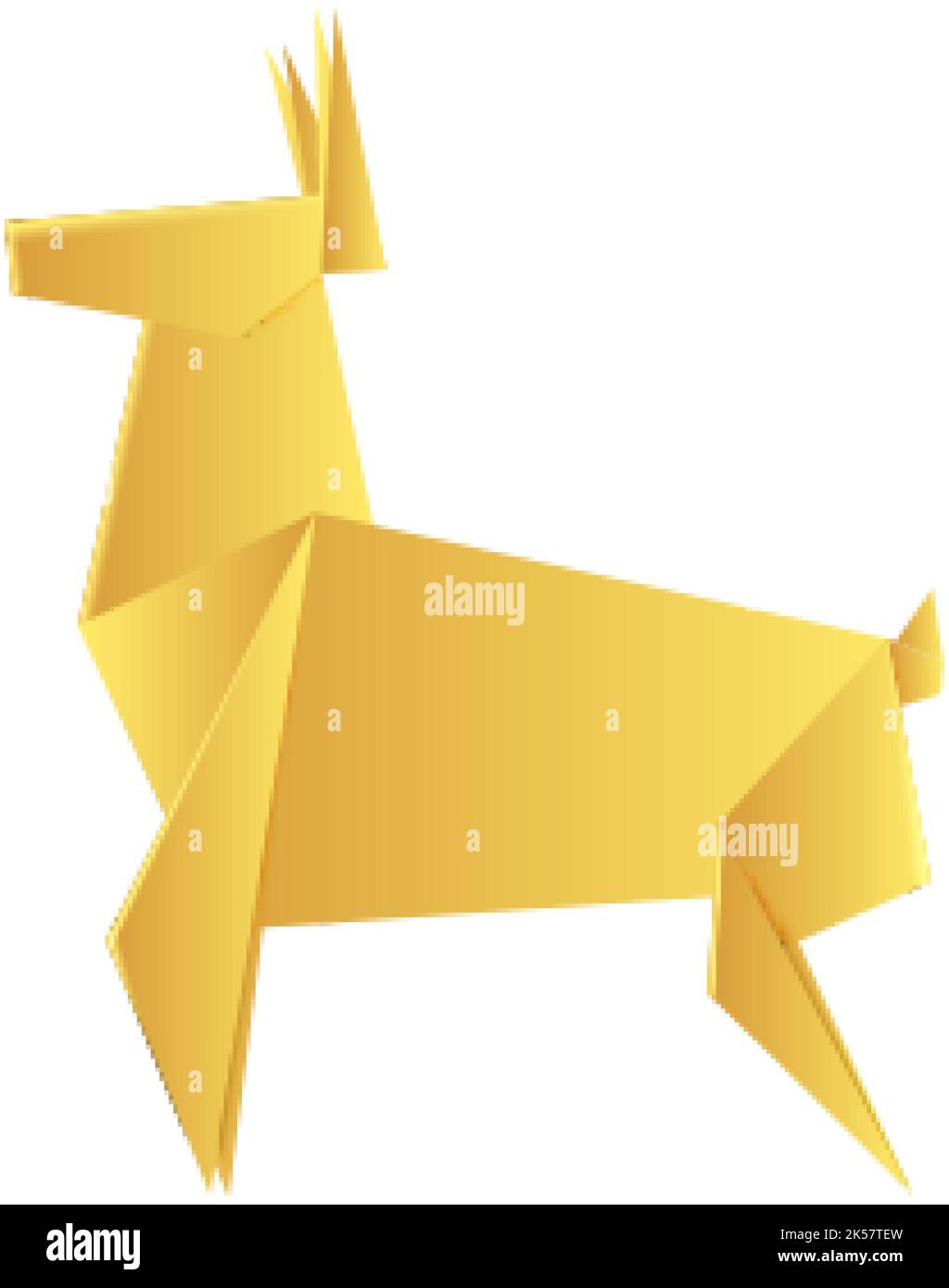 Origami Santa's Deer made of gold foil. Stock Vector