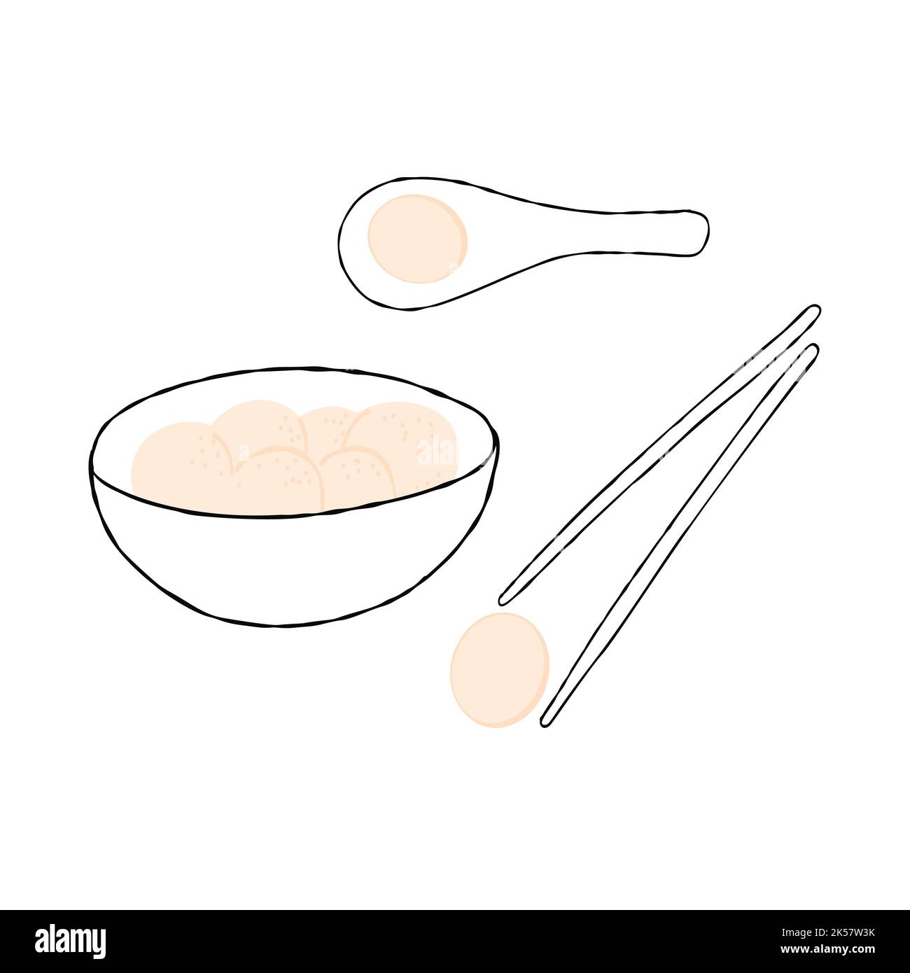 Glutinous rice balls illustration set isolated on white background ...