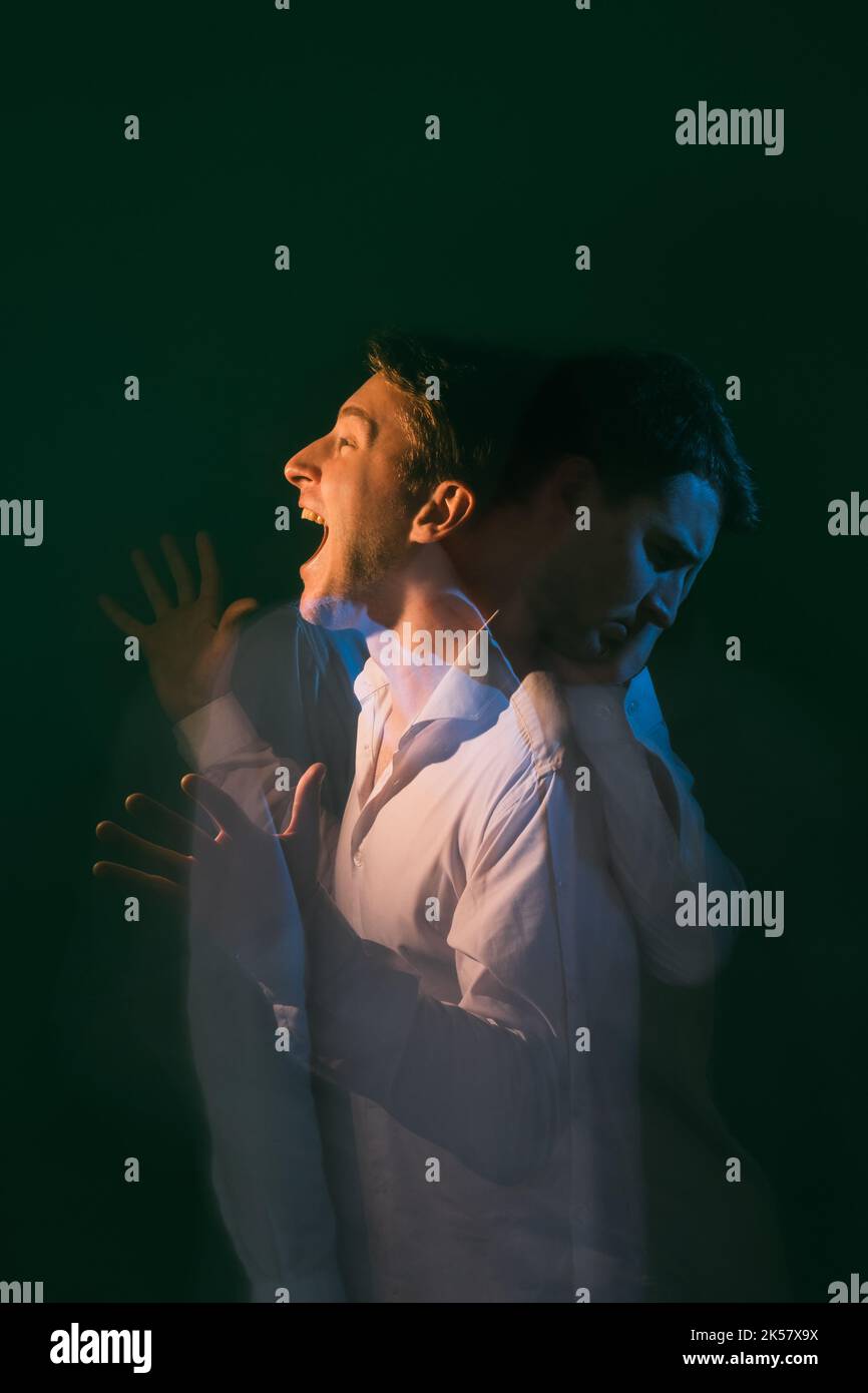 rage panic depressed man anxiety stress psychology Stock Photo - Alamy
