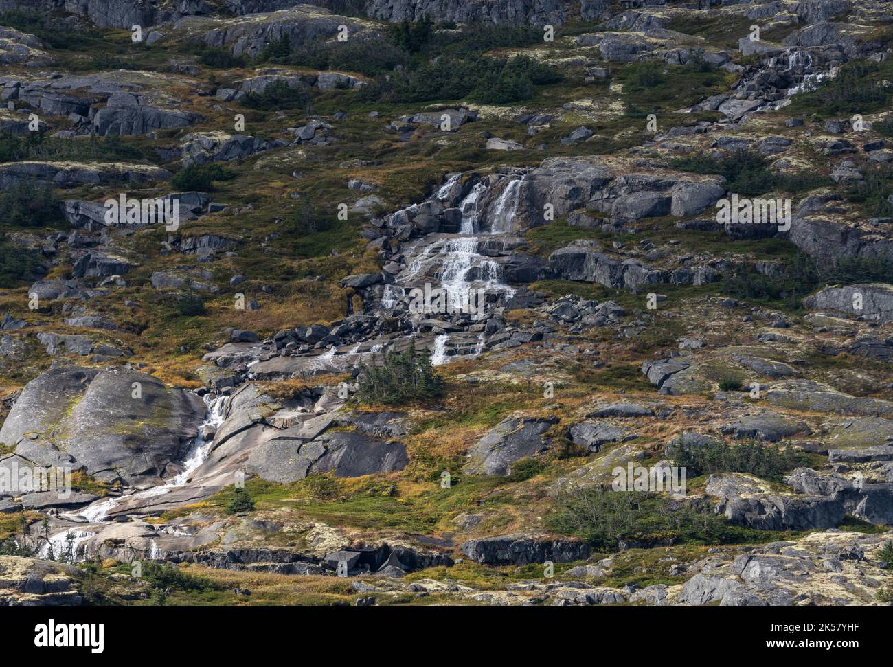 Waterfalls along the Klondike Highway in Alaska just south of the