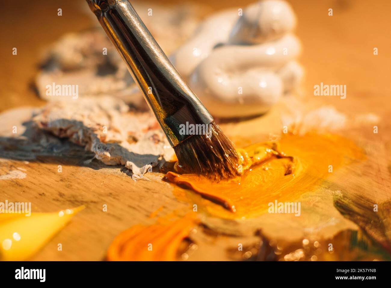painting process art supplies paintbrush paint Stock Photo Alamy