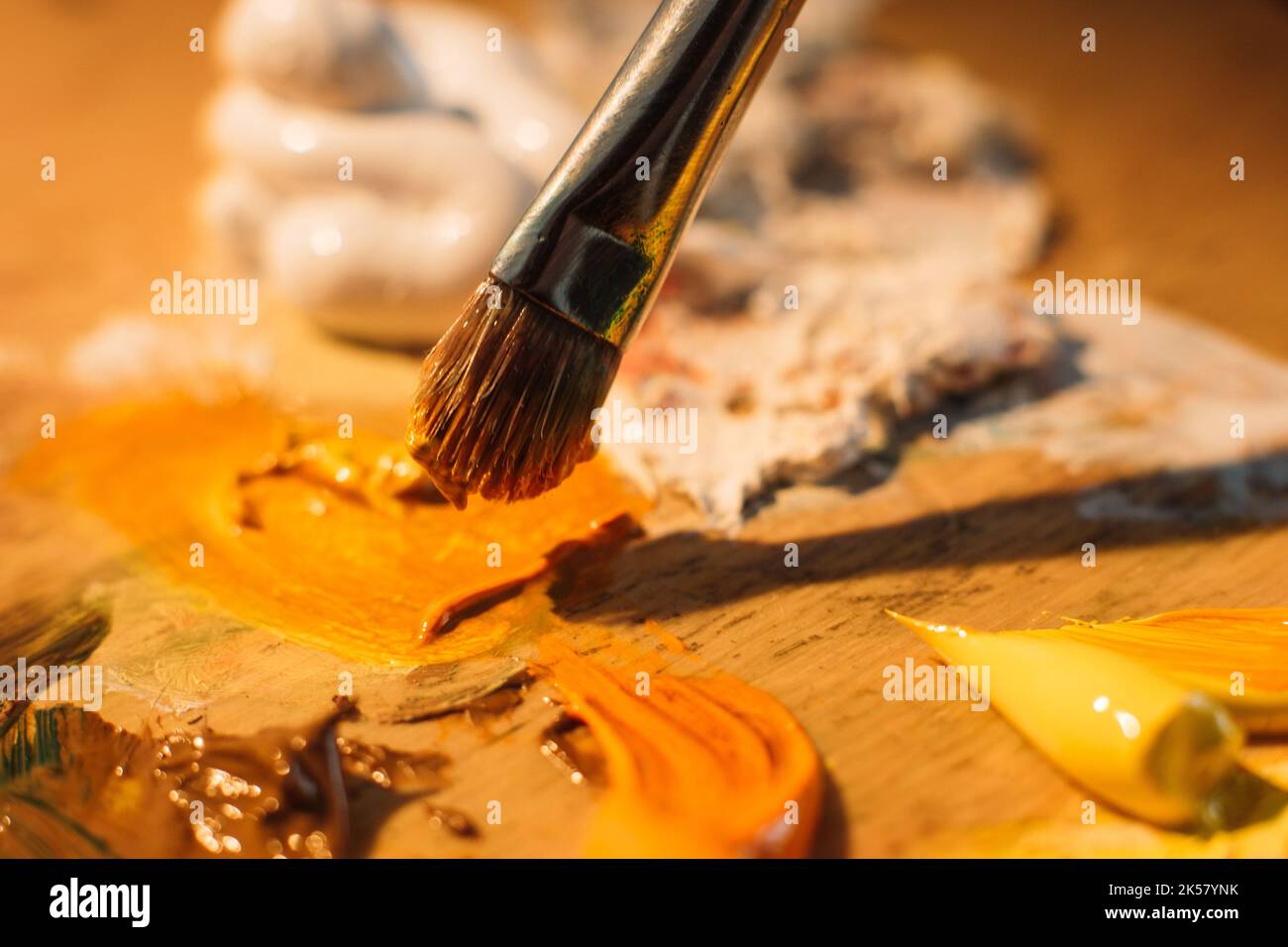 artist work painting art paintbrush mixing paint Stock Photo Alamy