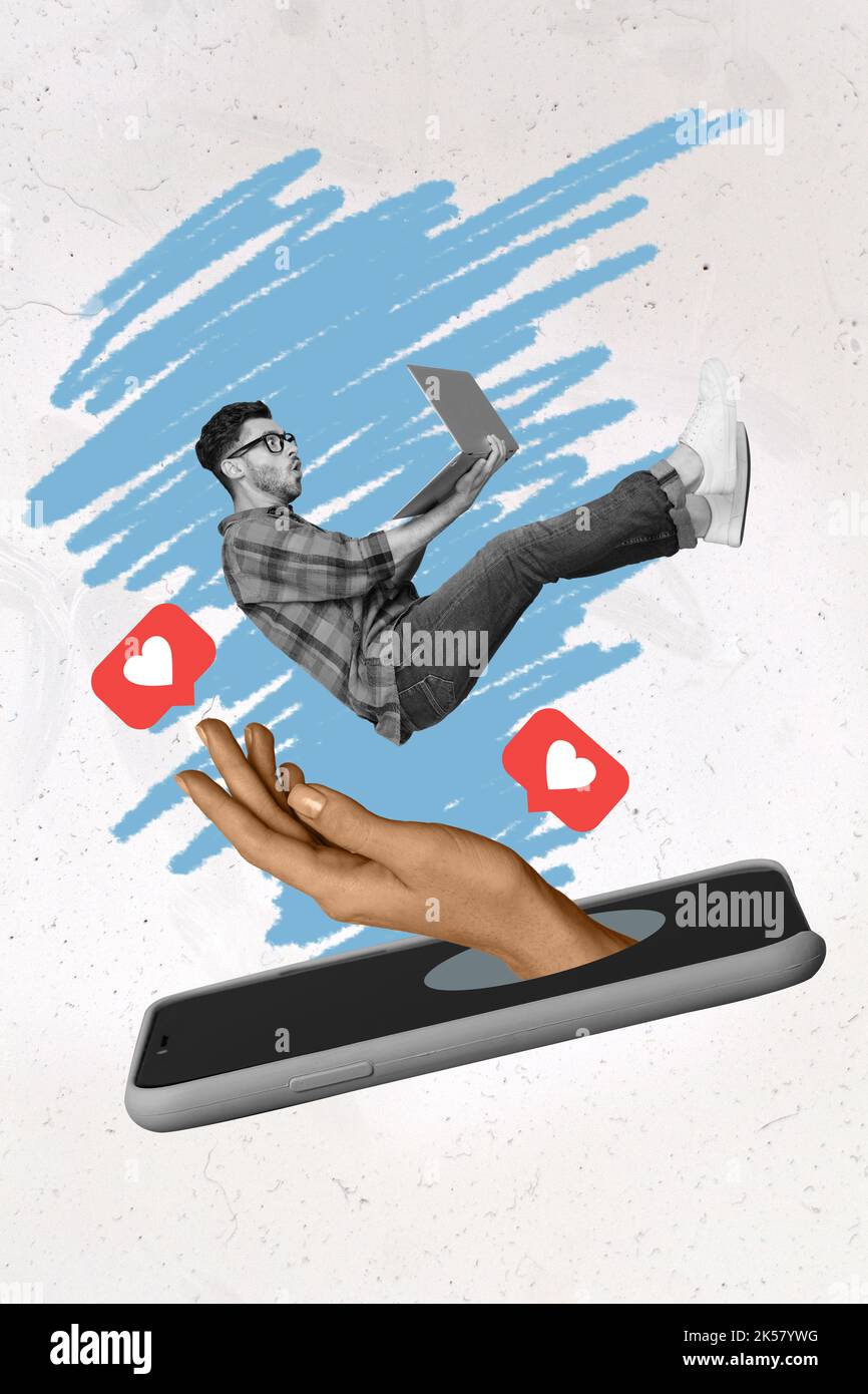 Modern Devic's 3d retro abstract creative artwork template collage of arm growing ...