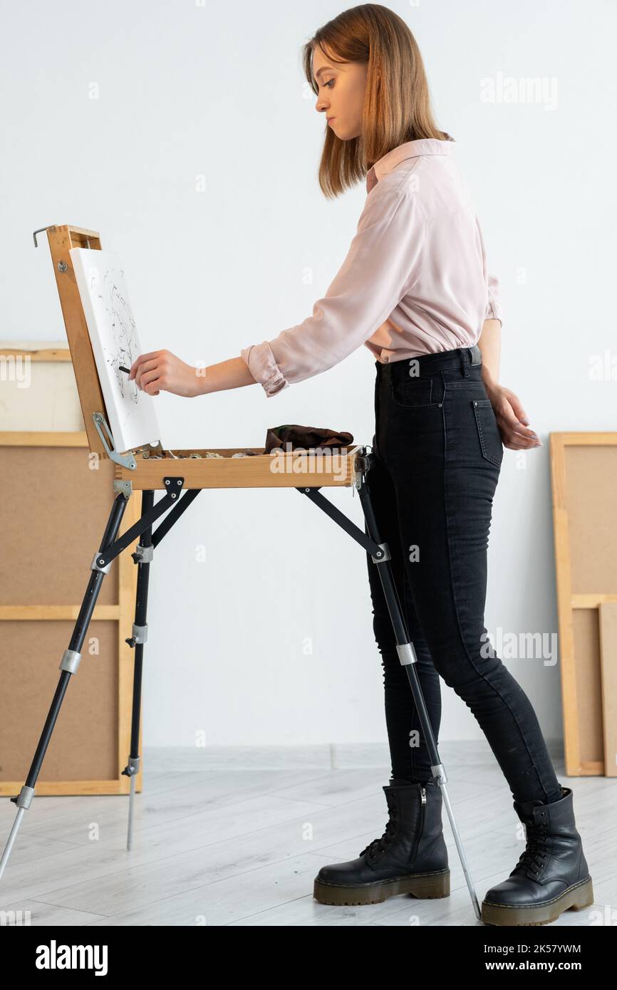 visual art drawing hobby female artist sketching Stock Photo - Alamy