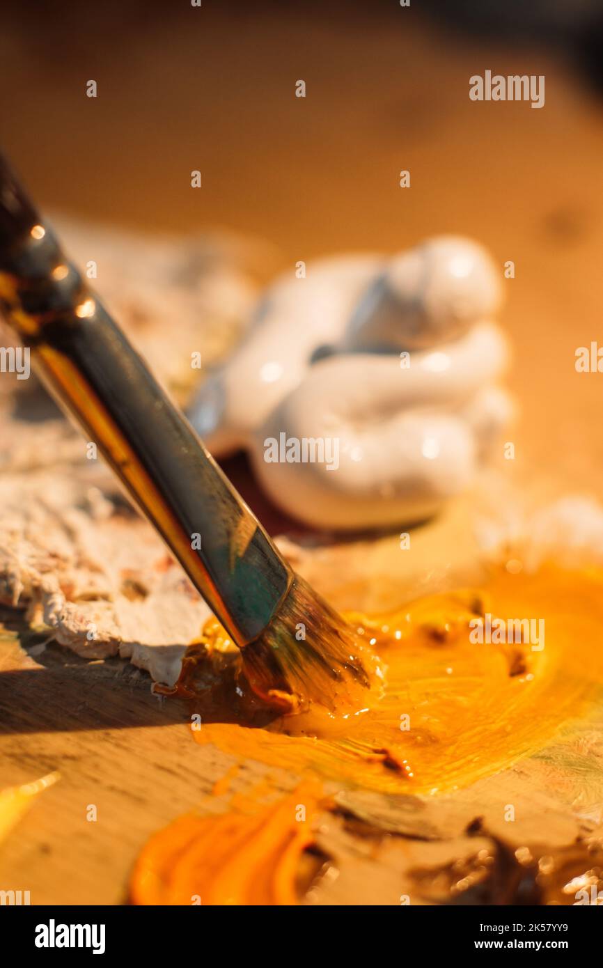visual art painting class paintbrush mixing paint Stock Photo Alamy