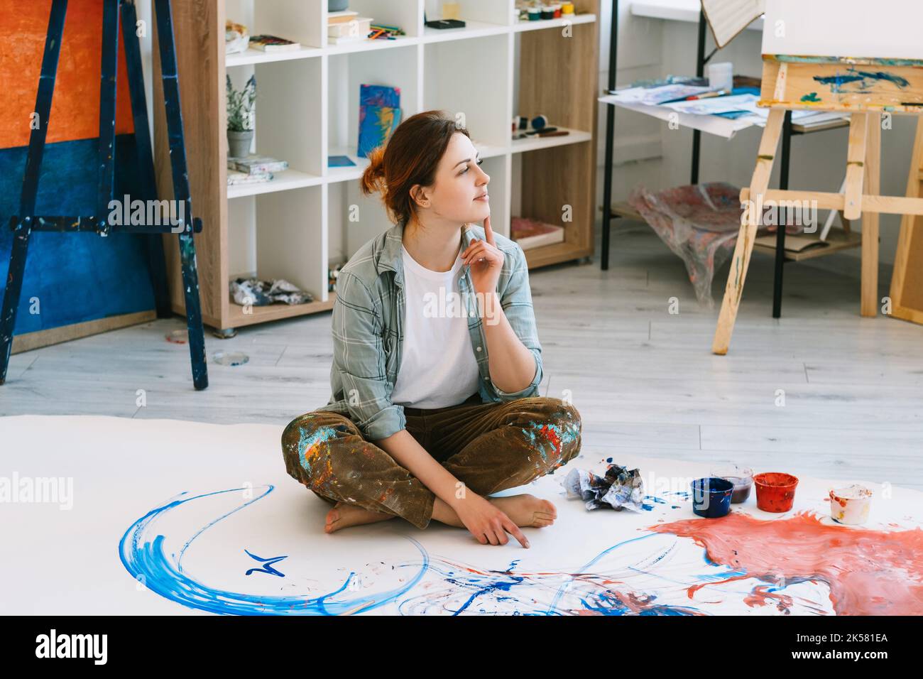 hand painting art therapy inspired female artist Stock Photo Alamy