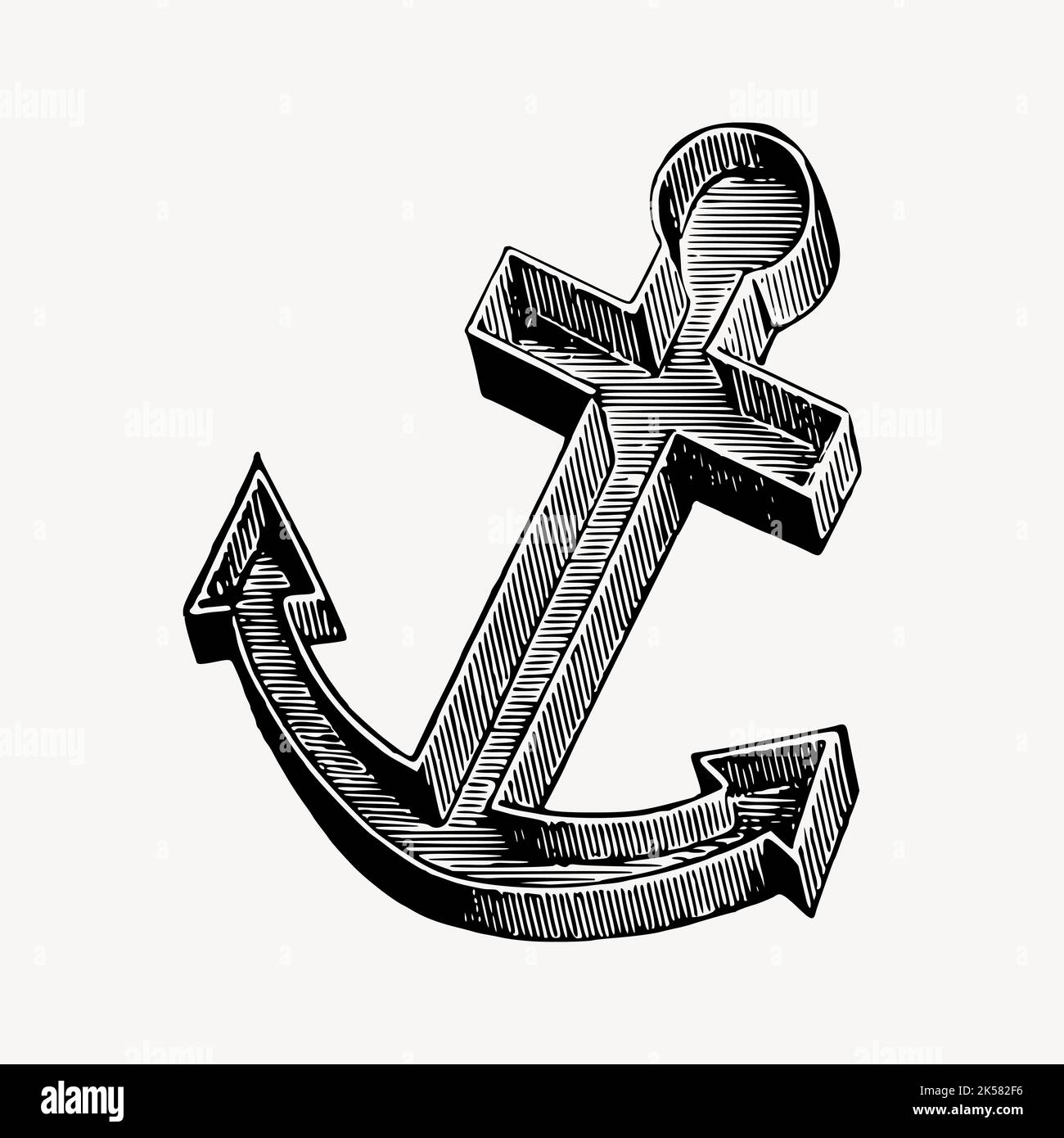 Navy anchor drawing, vintage illustration vector Stock Vector Image