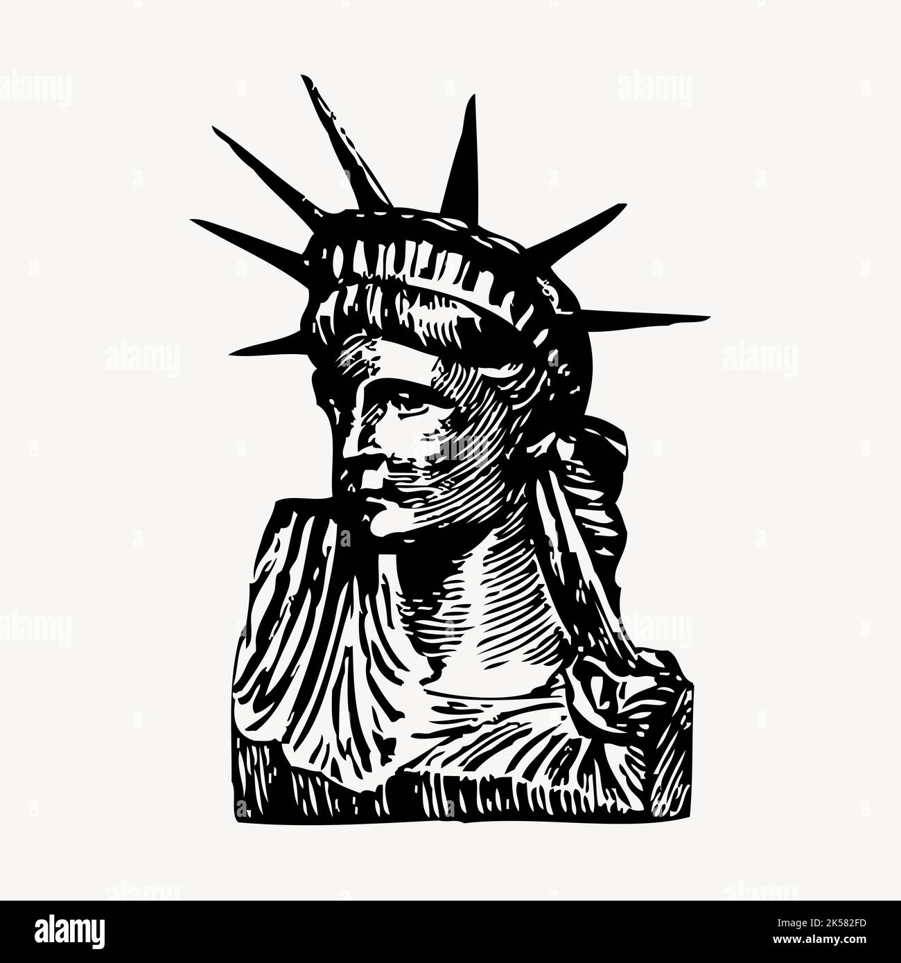 Statue of Liberty drawing, famous hand drawn in New York illustration ...