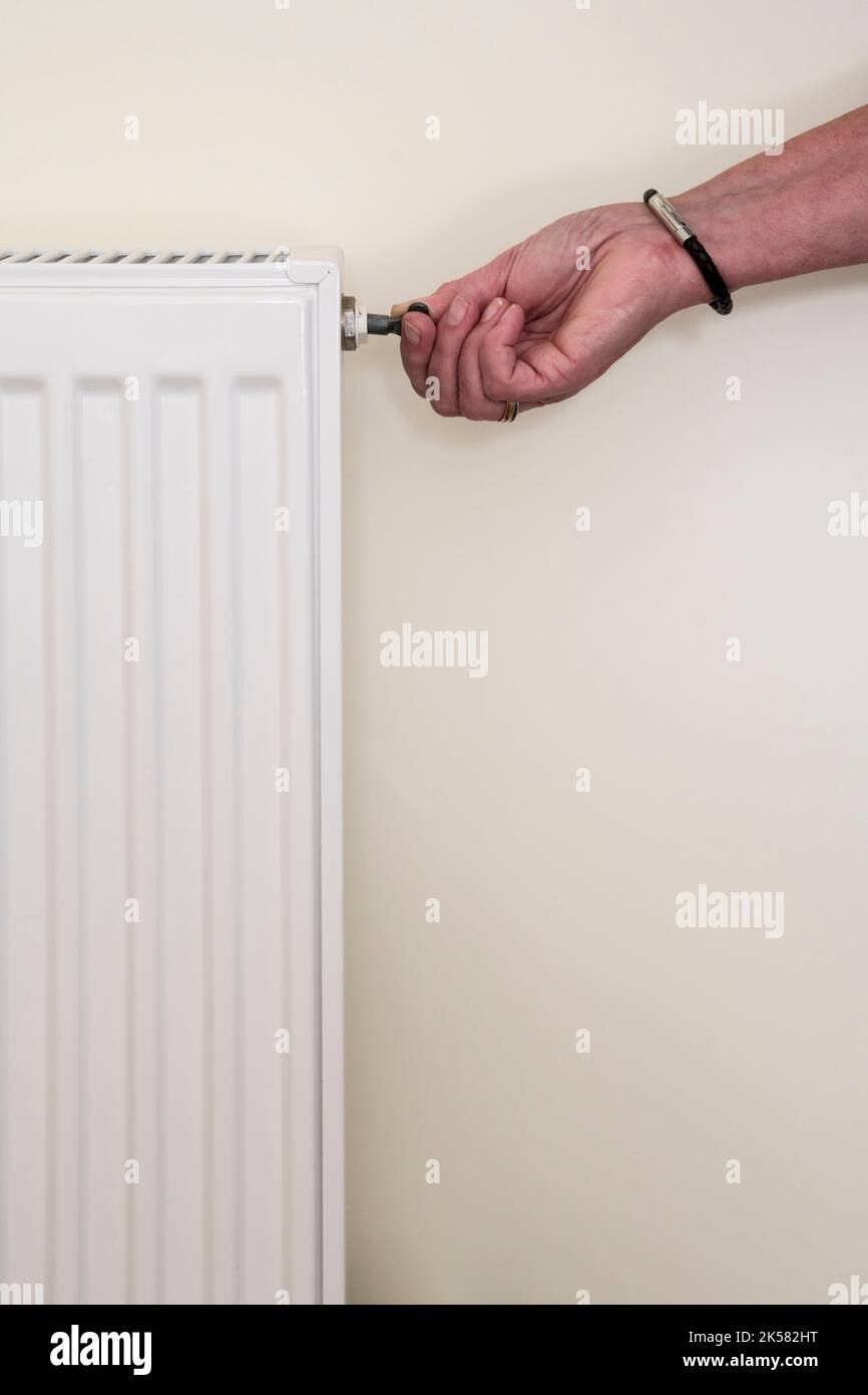 Bleeding a radiator valve to release any trapped air and ensure the