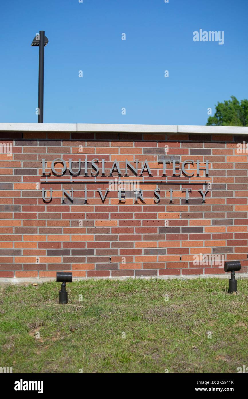 LOUISIANA TECH UNIVERSITY, RUSTON, LOUISIANA, UNITED STATES - April 9, 2017: Red brick wall marking the Louisiana Tech University Ruston campus. Stock Photo