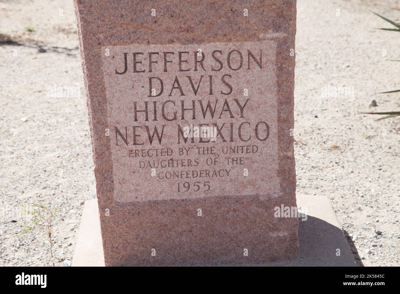 DEMING, NEW MEXICO - September 23, 2015: Jefferson Davis Highway Marker, New Mexico Stock Photo