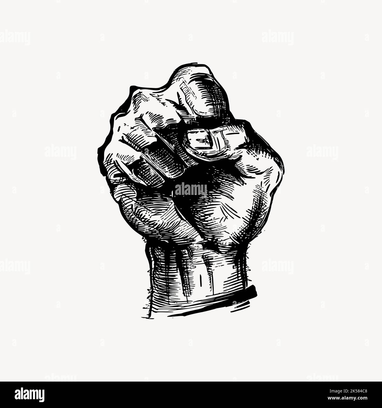 Raised fist drawing clipart vintage illustration vector Stock Vector