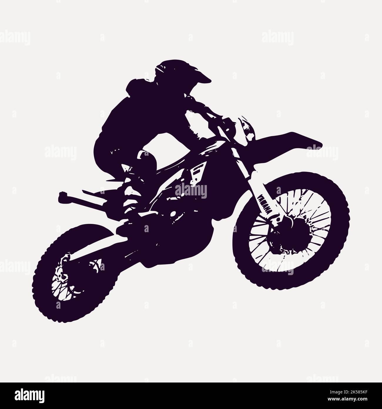 Black silhouettes Motocross rider on a motorcycle. Vector