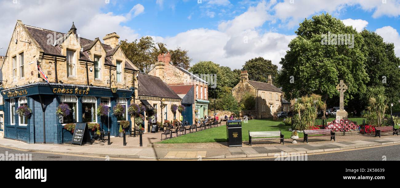 A panoramic view of Washington Village green in Tyne and Wear, England, UK Stock Photo