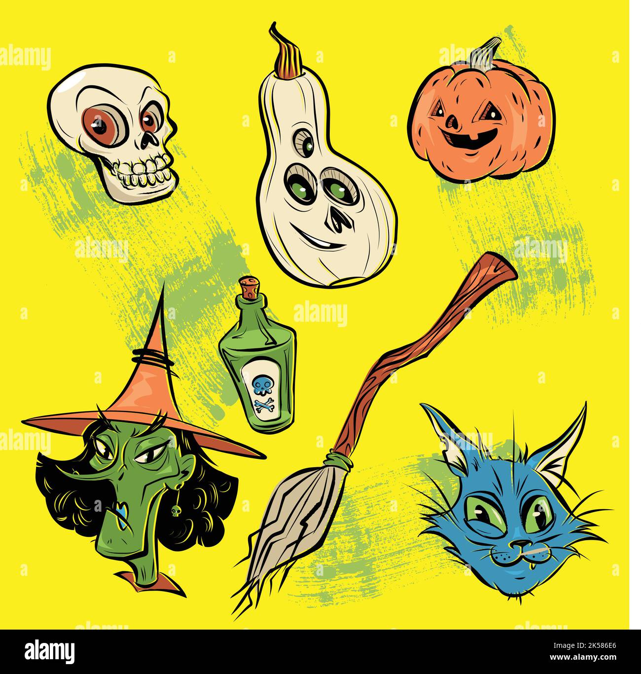 flat halloween vintage elements collection vector design illustration Stock Vector