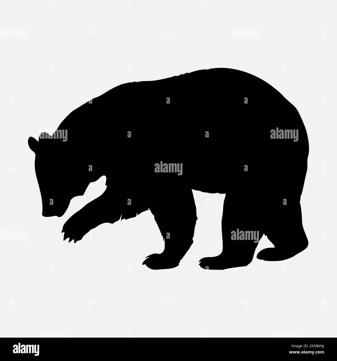 Grizzly bear silhouette clipart, animal illustration in black vector ...