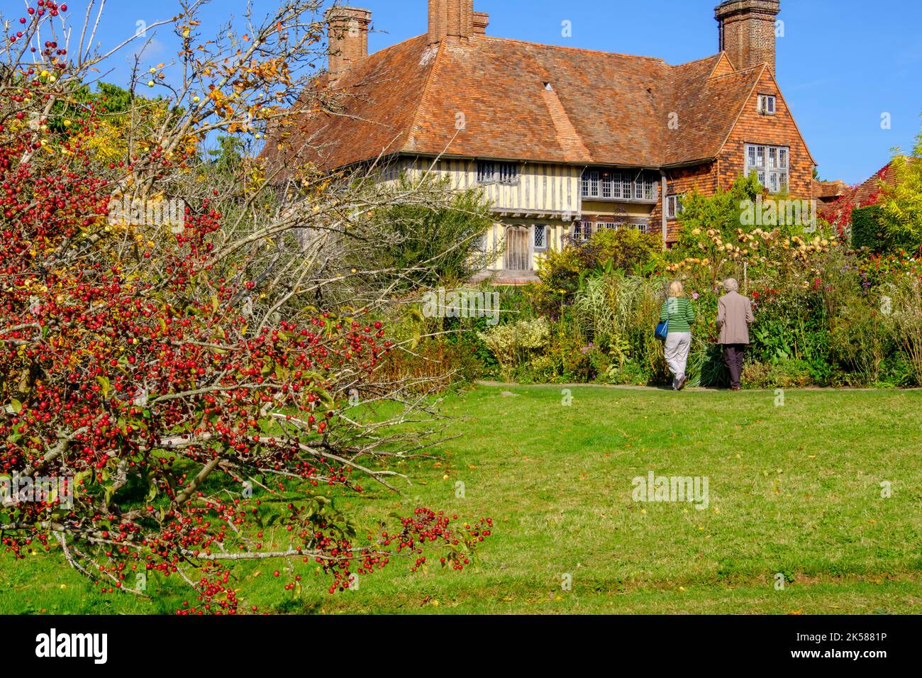 Autumn colour Great Dixter house and garden, East Sussex, UK Stock Photo