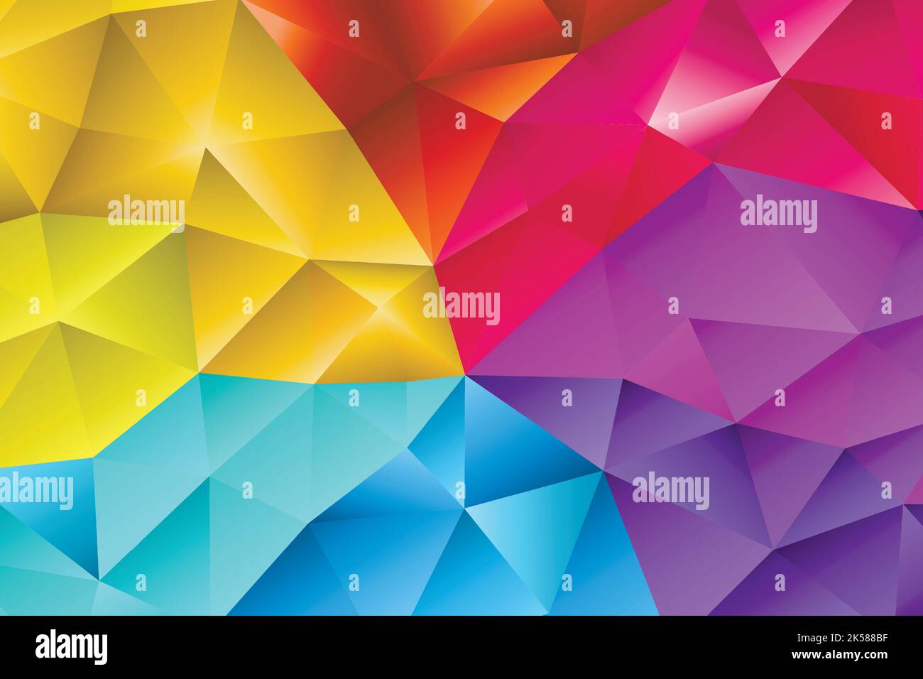 Polygonal rainbow mosaic background. Abstract low poly vector illustration. Triangular pattern, copy space. Template geometric business design with Stock Vector