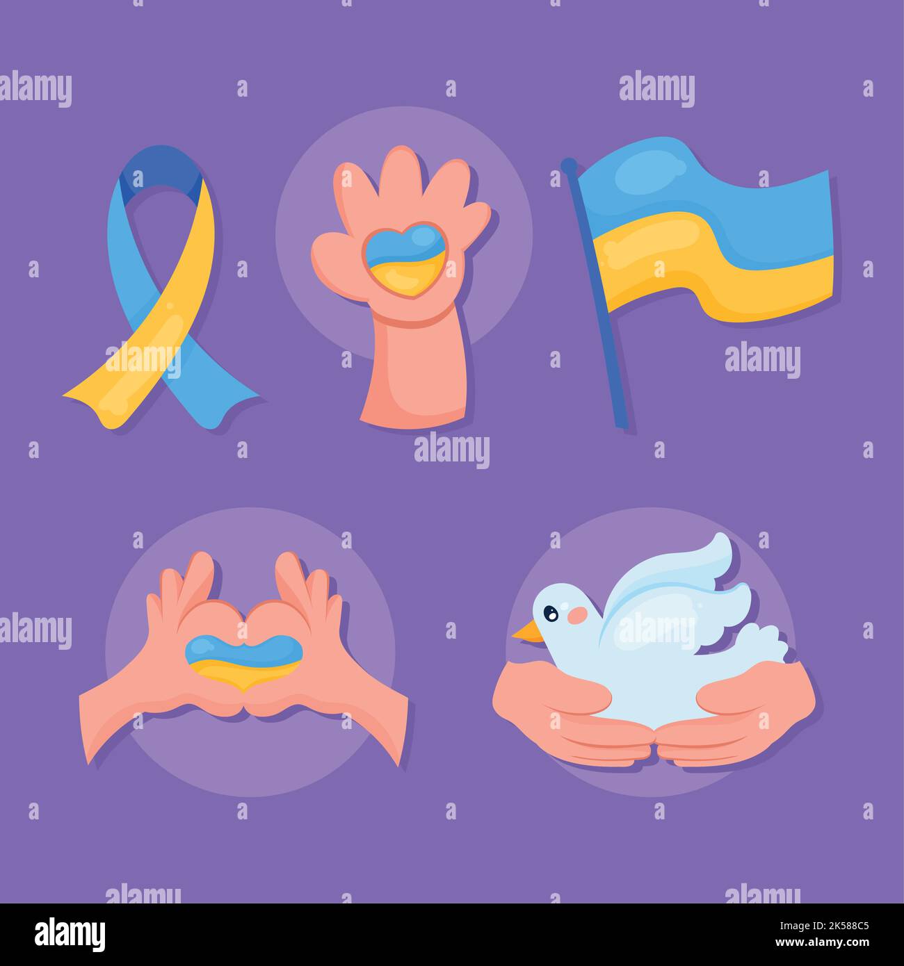 five ukraine no war set icons Stock Vector